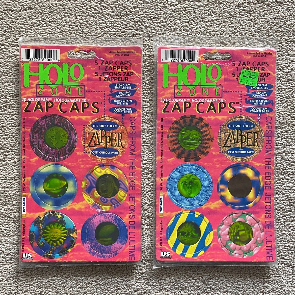 Vintage 1994 Holo Zone 3D Hologram Zap Caps